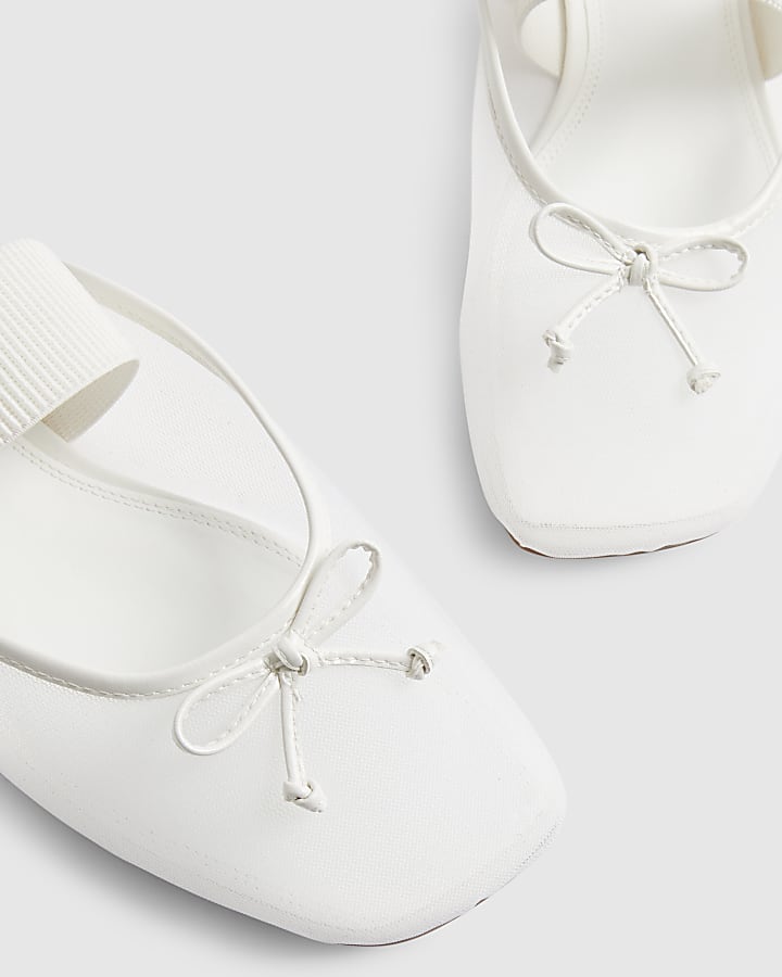 White Mesh Backless Ballet Pumps