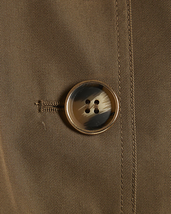 Beige High Neck Fitted Jacket