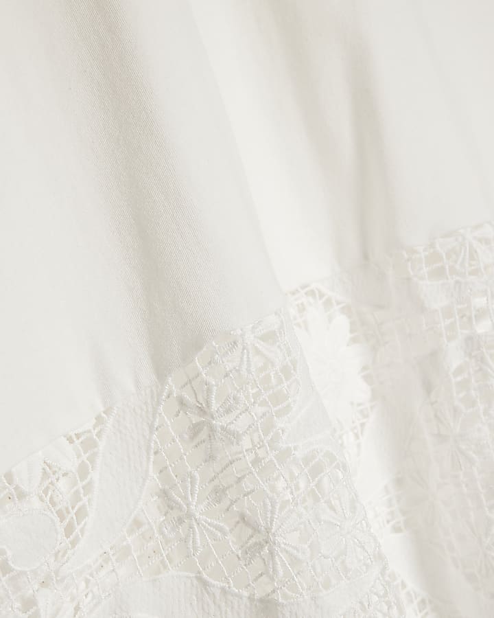 White Spliced Lace T-Shirt