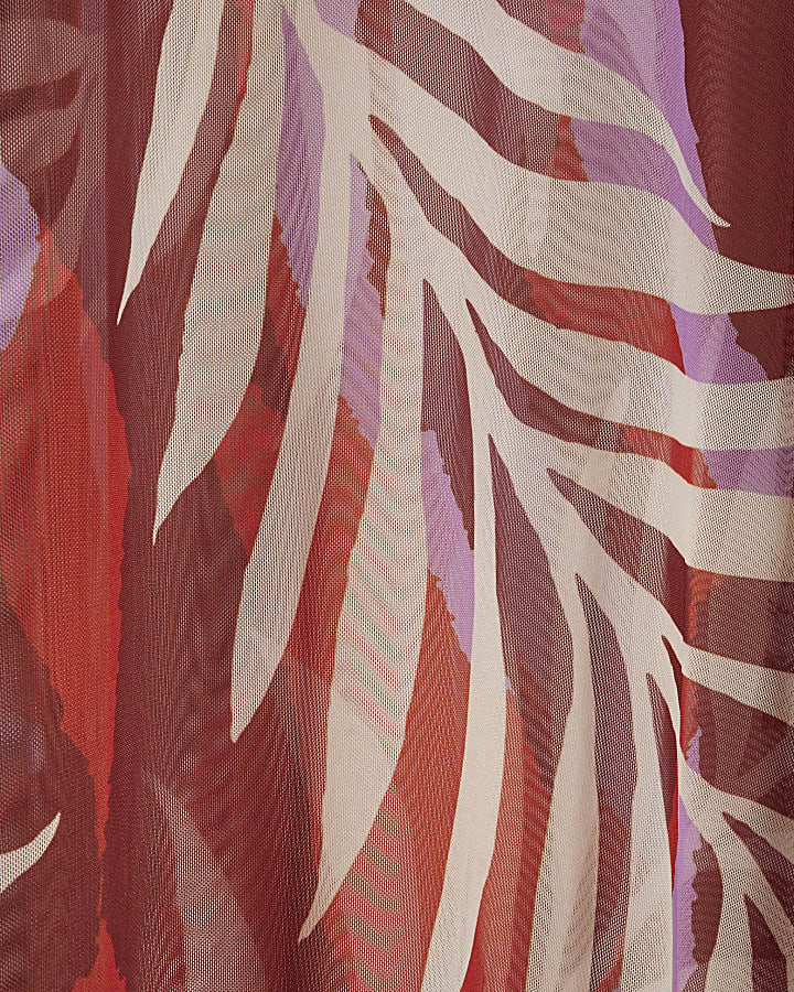 Brown Mesh Cowl Back Maxi Dress