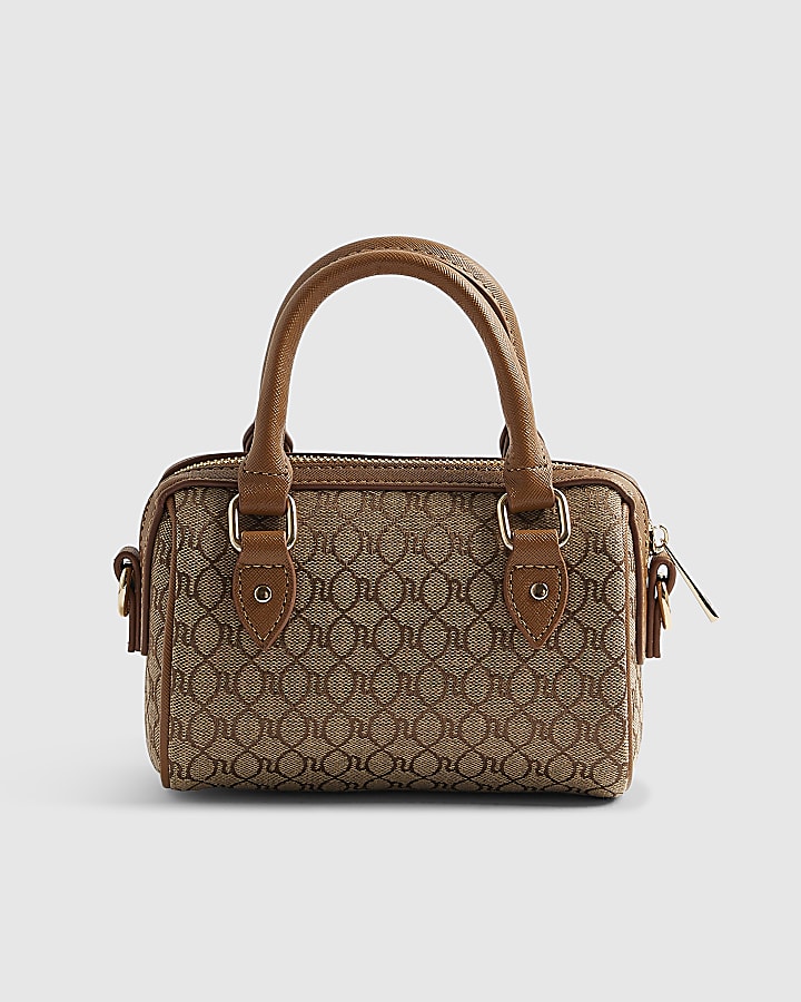 Beige Monogram Mini Diamante Bowler Bag