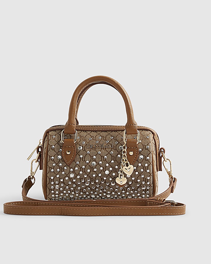 Beige Monogram Mini Diamante Bowler Bag