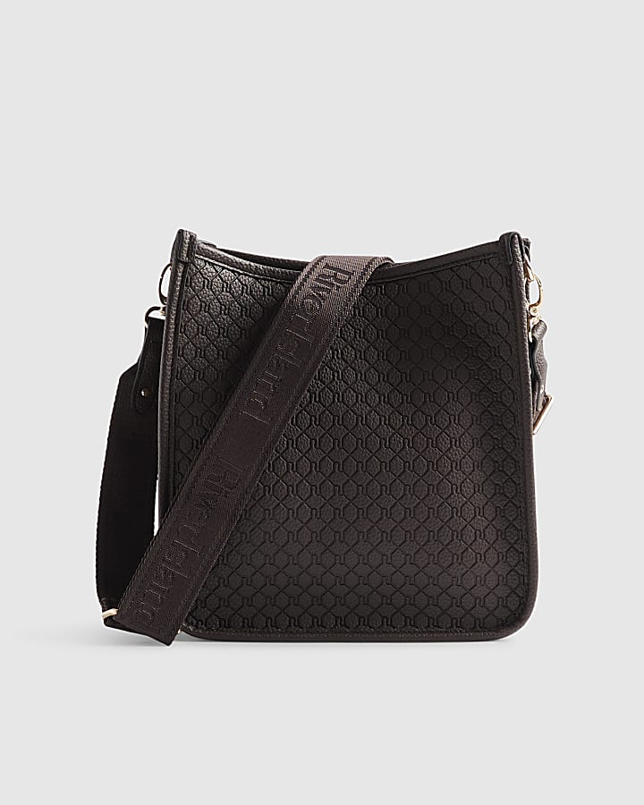 Brown Embossed Pocket Messenger Bag