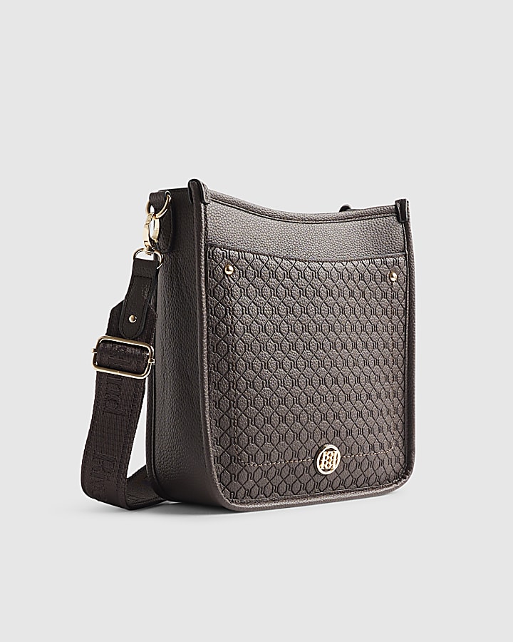 Brown Embossed Pocket Messenger Bag