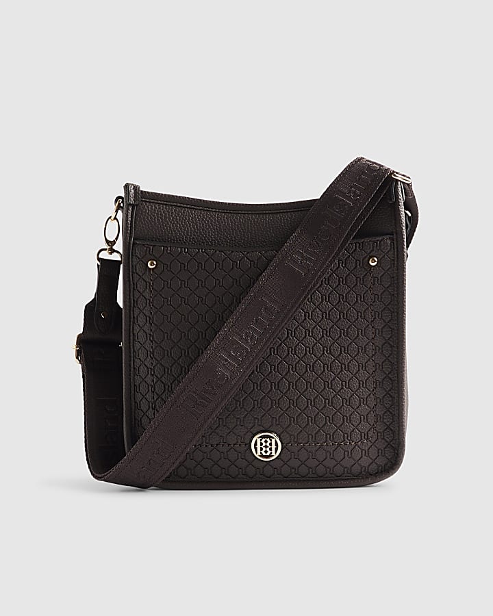 Brown Embossed Pocket Messenger Bag