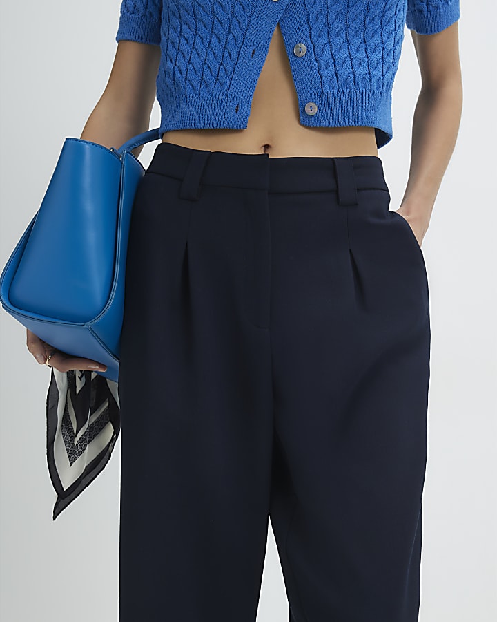 Navy Straight Leg Trousers