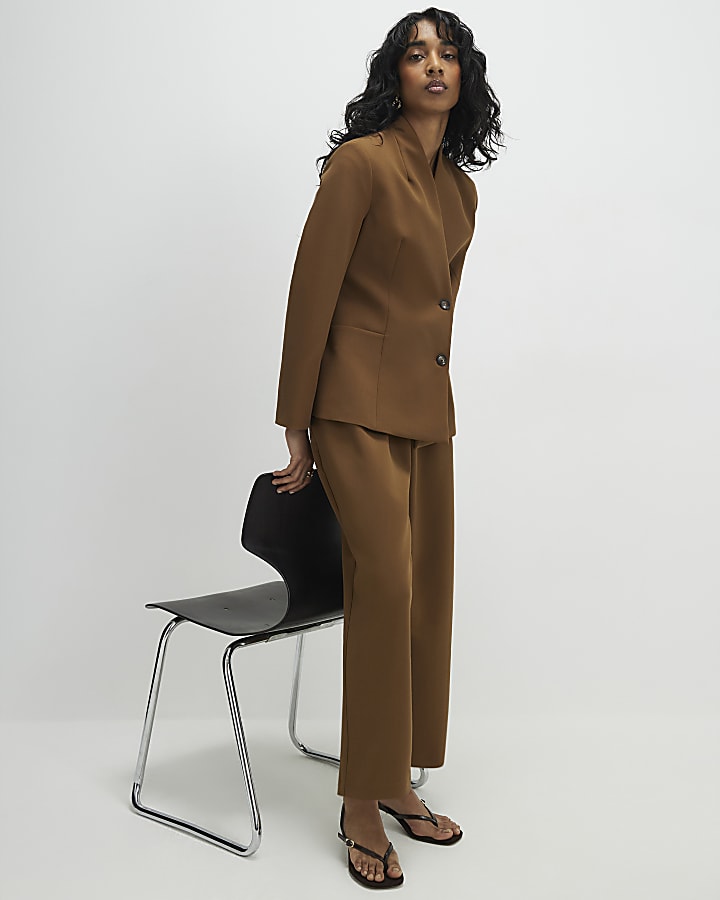 Brown Straight Leg Trousers
