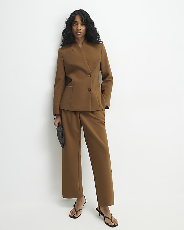 Brown Straight Leg Trousers