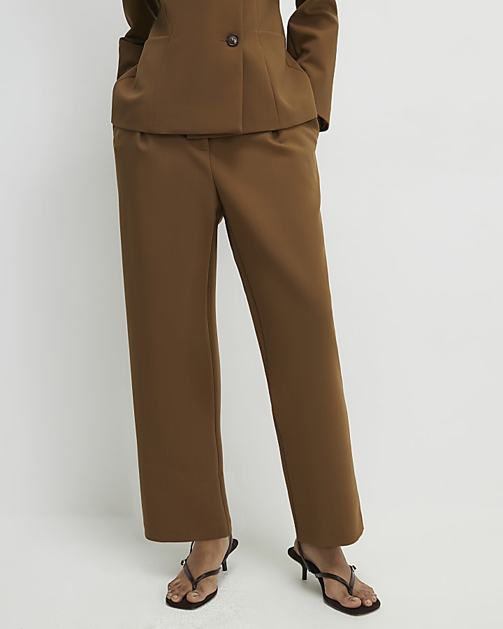 Brown Straight Leg Trousers