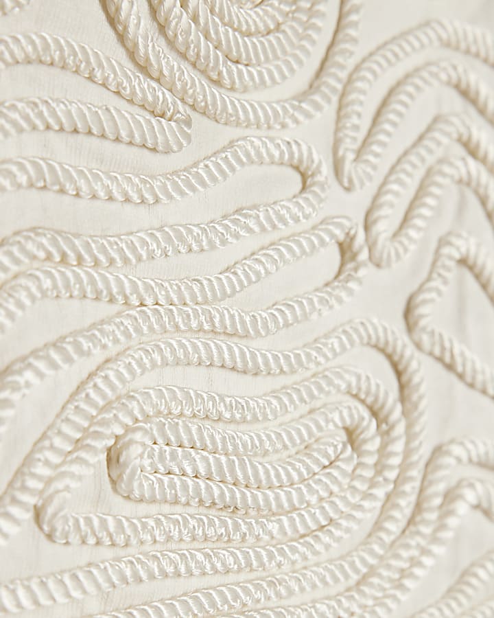 Cream Cotton Cornelli Embroidered Bandeau Top