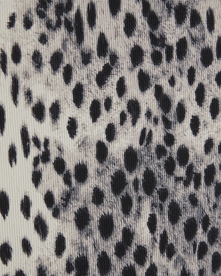 Cream Cotton Cap Sleeve Animal Print T-Shirt