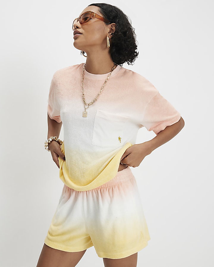 Yellow Ombre Towelling Shorts