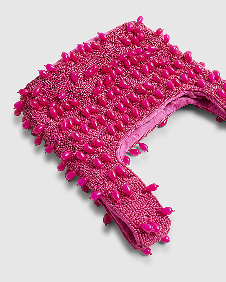 Pink Beaded Clutch Bag