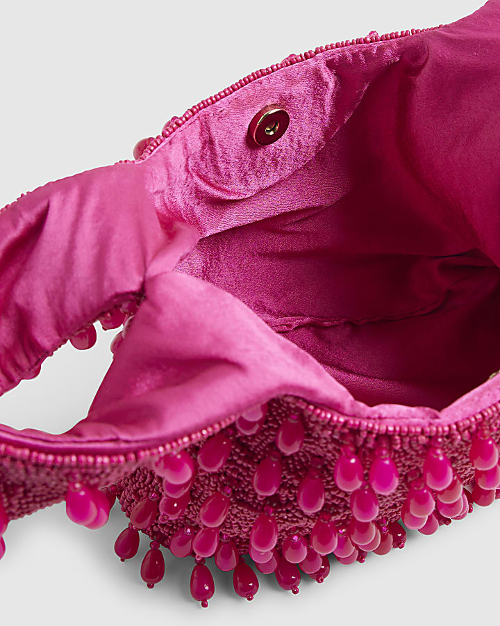 Pink Beaded Clutch Bag