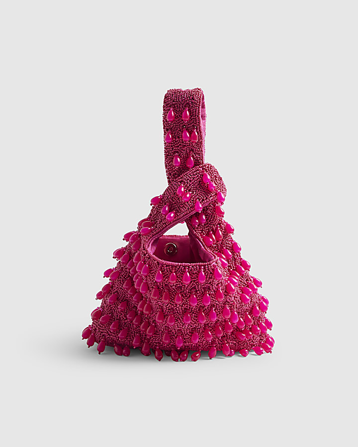 Pink Beaded Clutch Bag