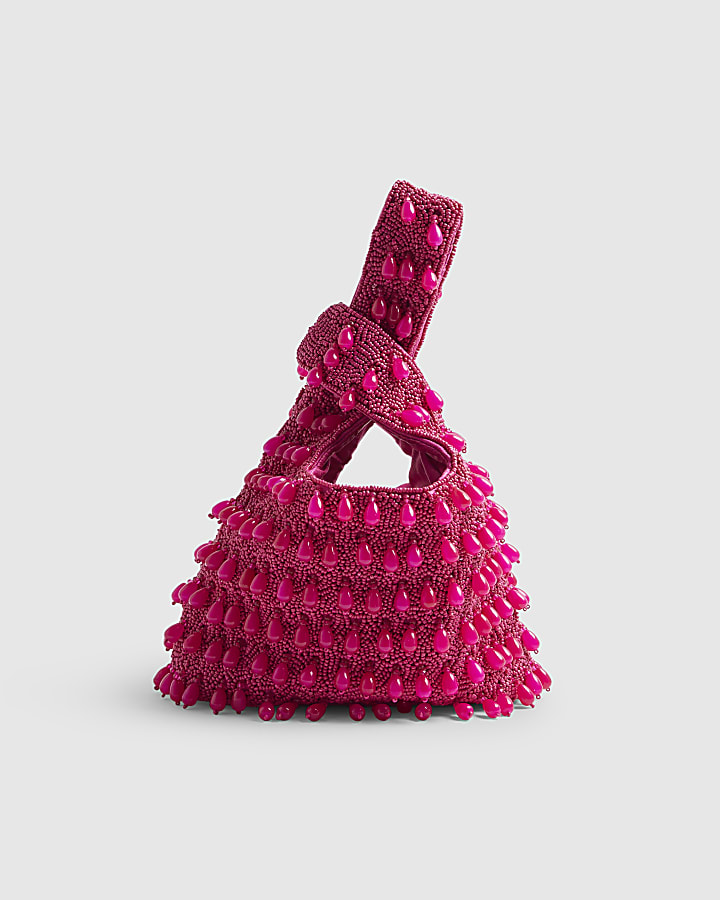 Pink Beaded Clutch Bag
