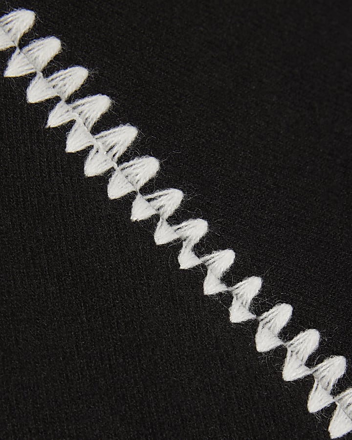 Black Short Sleeve Cosy Whipstitch T-shirt