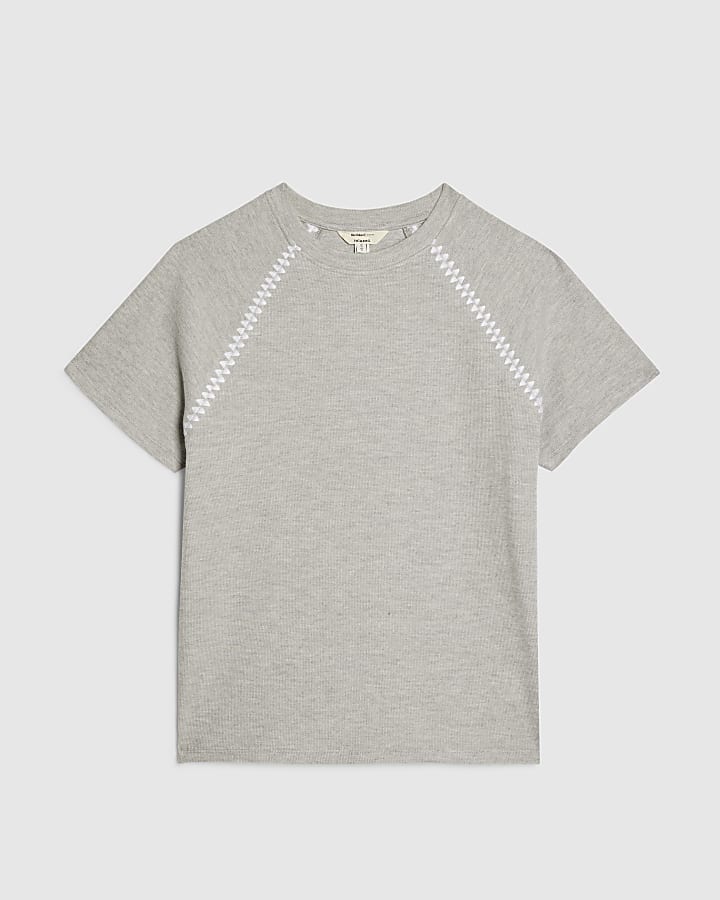 Grey Short Sleeve Cosy Whipstitch T-shirt