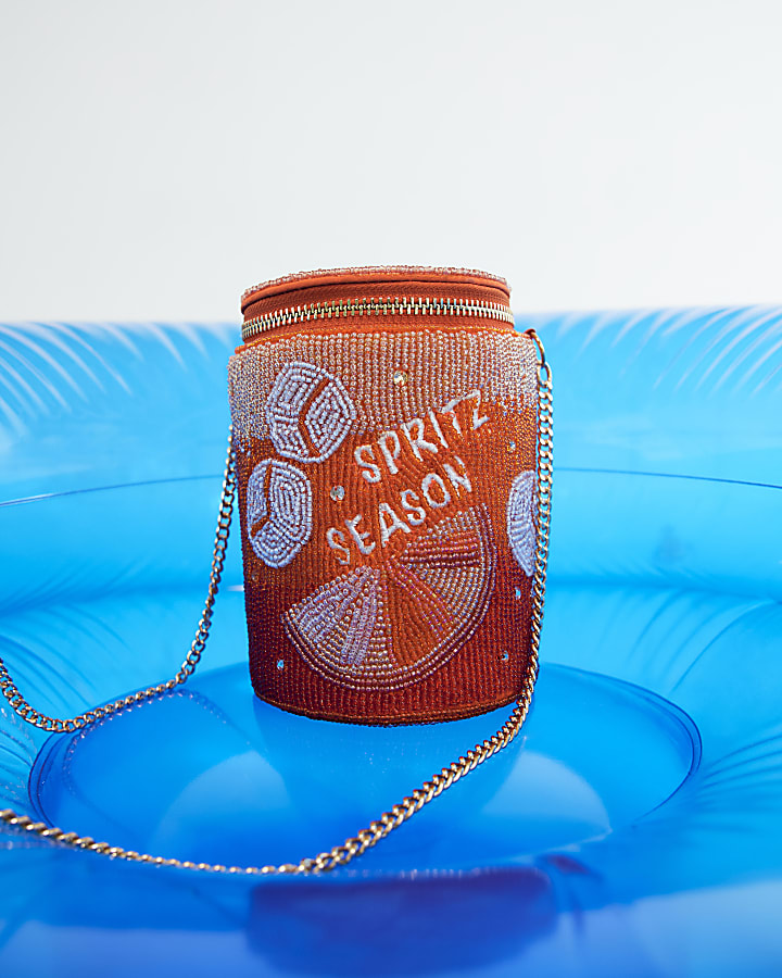 Orange Spritz Beaded Crossbody Bag