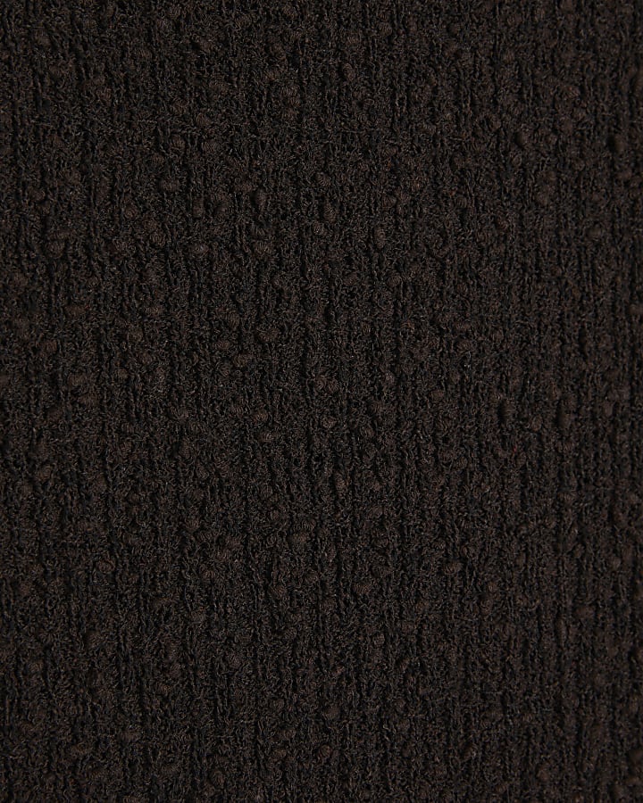 Brown Knitted Fringe Trim Mini Dress