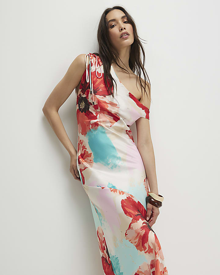 Orange One Shoulder Maxi Dress