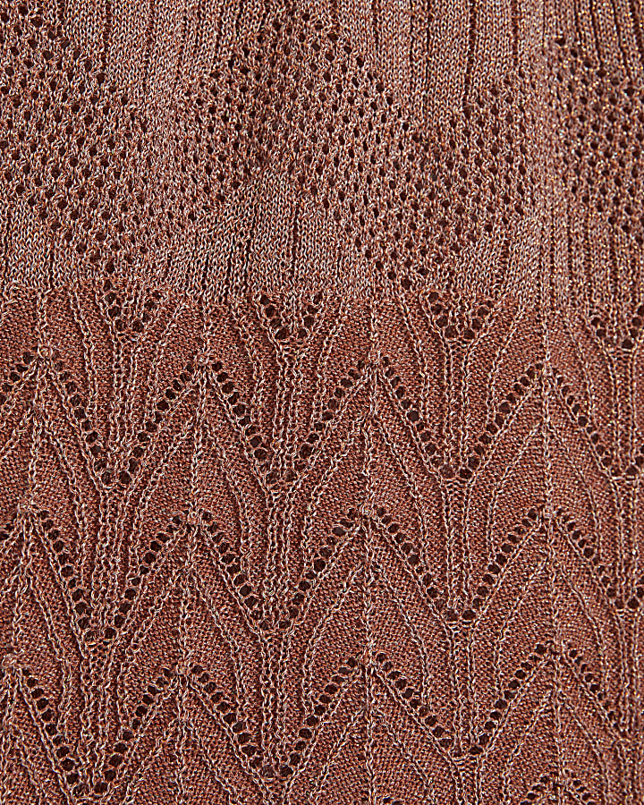 Brown Metallic Knit Trousers