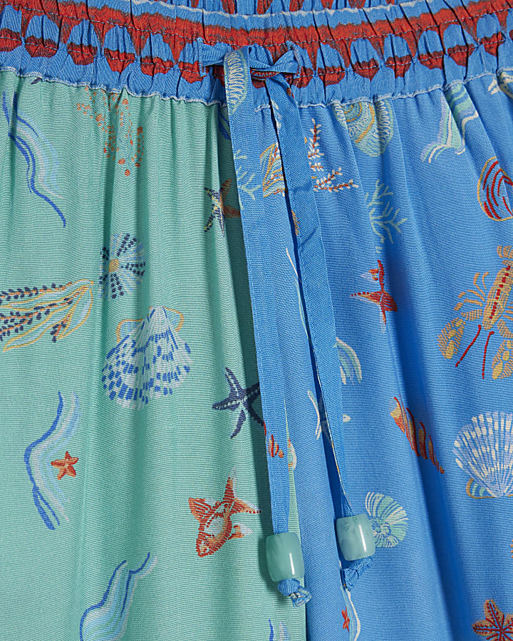 Blue Shell Print Beach Trousers