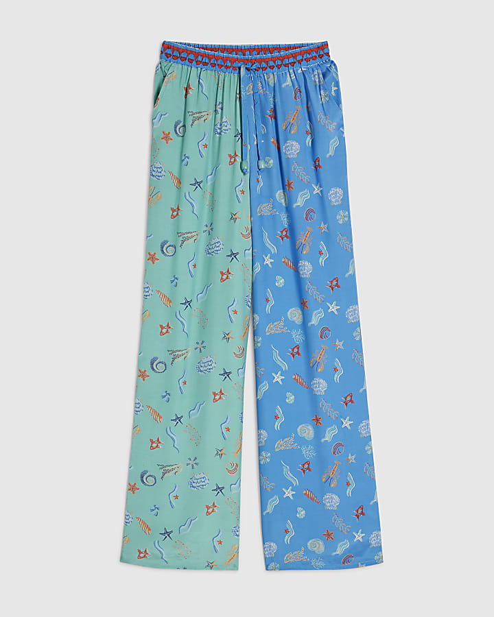Blue Shell Print Beach Trousers