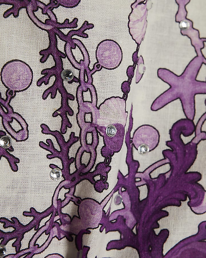 Purple Sea Chain Print Mini Beach Skirt