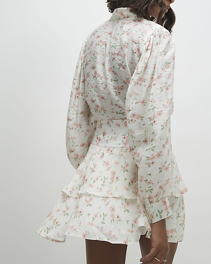 Pink Floral Pussybow Blouse