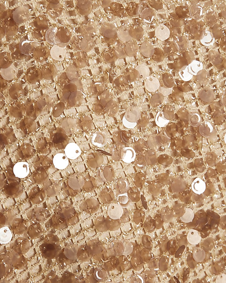Beige Sequin Sleeveless Cami Top