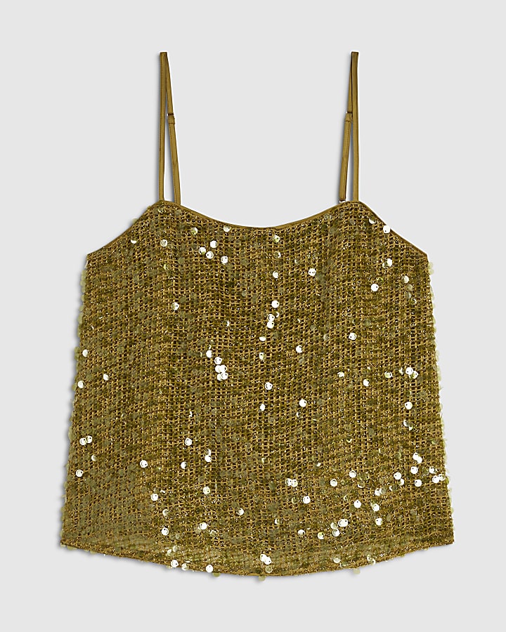 Green Sequin Cami Top
