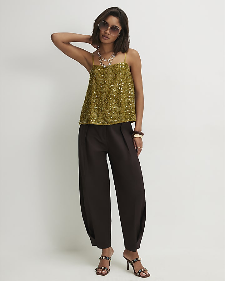 Green Sequin Cami Top