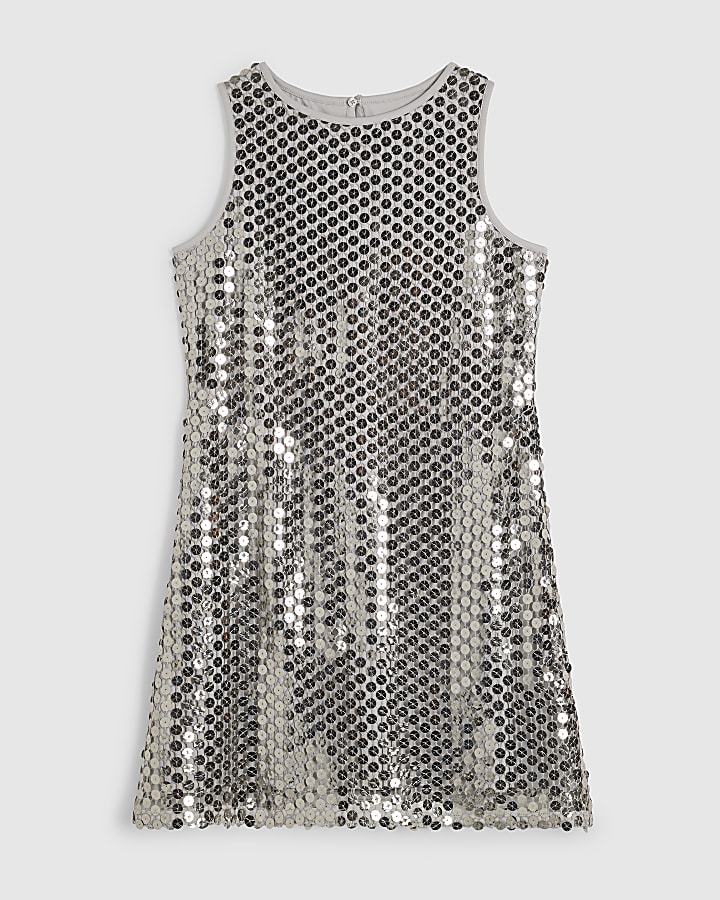Silver Sequin Mini Dress