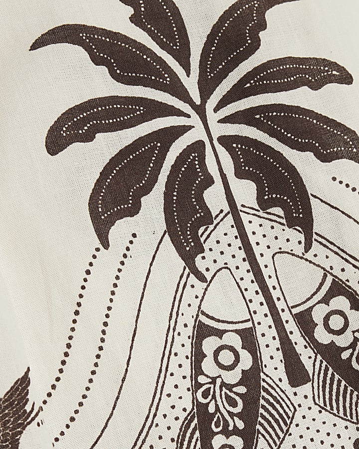 Petite Cream Palm Print Shift Dress