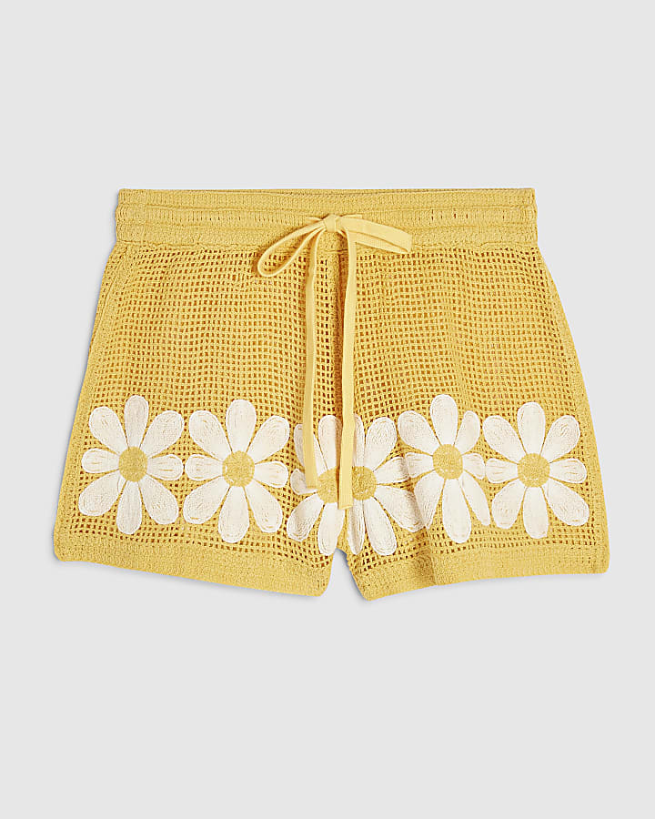Yellow Daisy Crochet Shorts