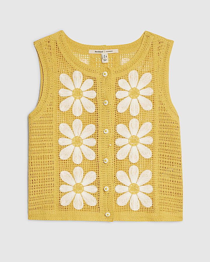 Yellow Daisy Crochet Waistcoat