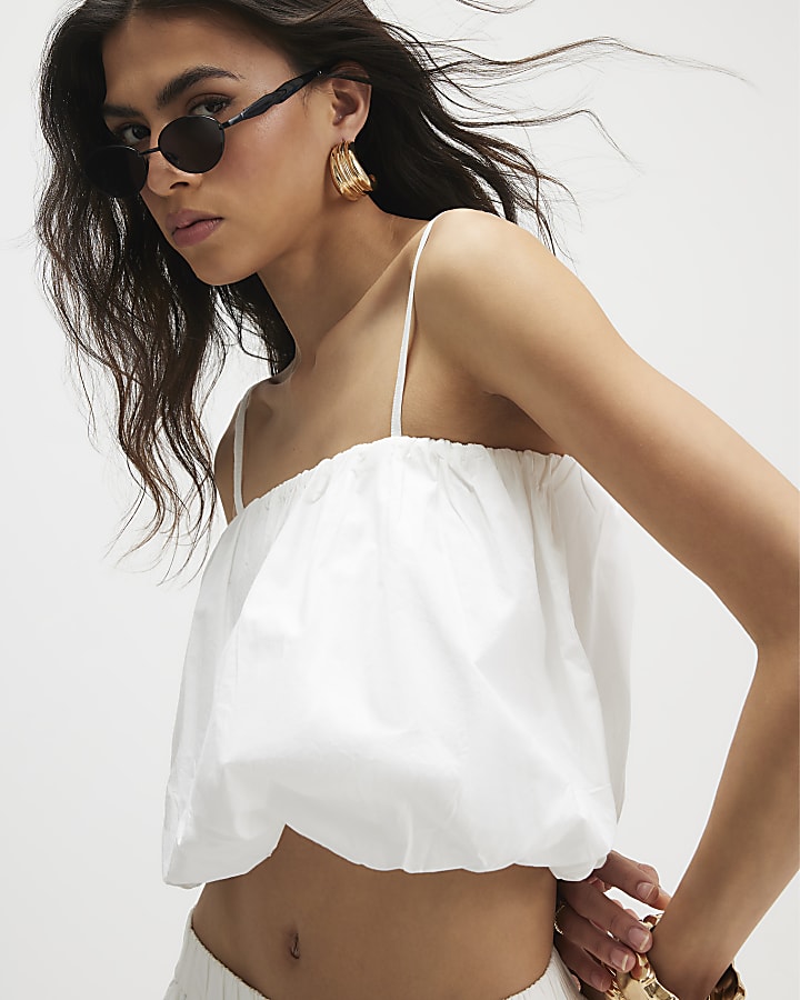 White Poplin Bubble Top
