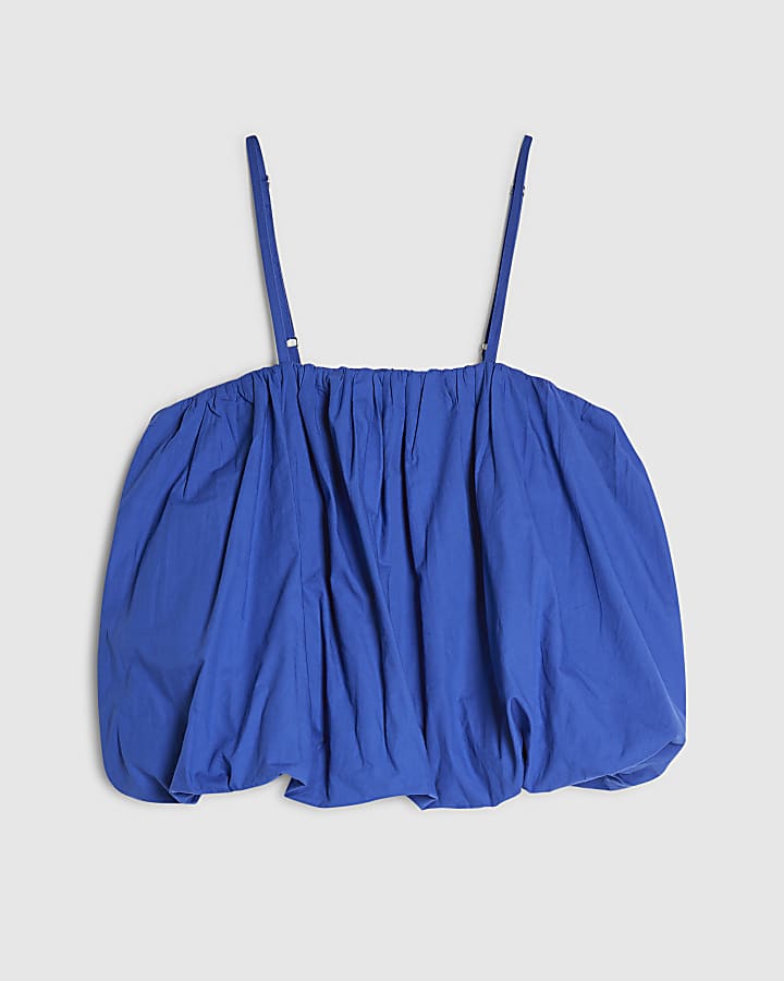 Blue Poplin Bubble Top