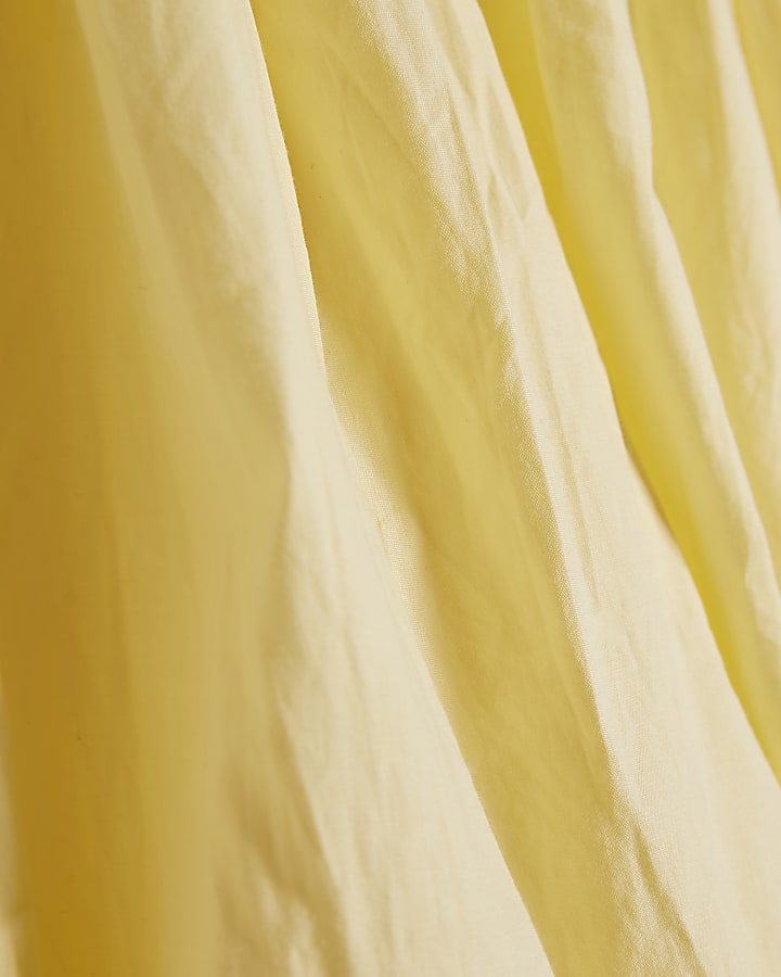 Yellow Poplin Bubble Hem Top