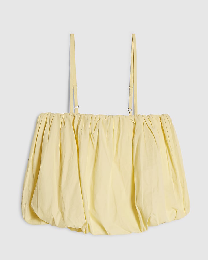 Yellow Poplin Bubble Hem Top