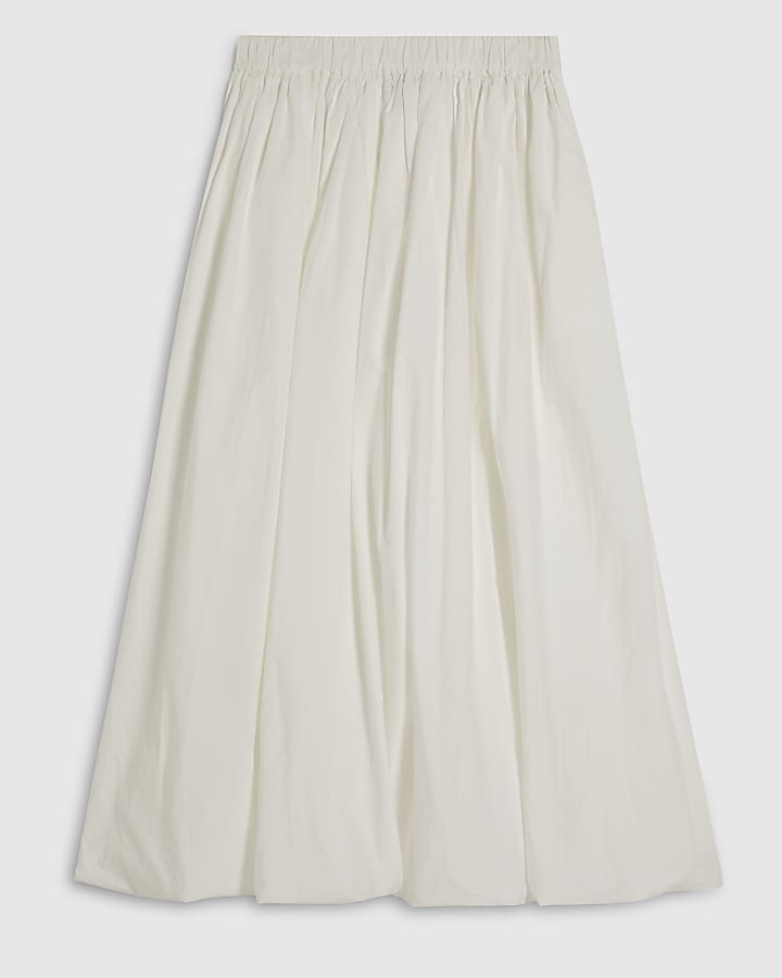 White Poplin Bubble Hem Skirt