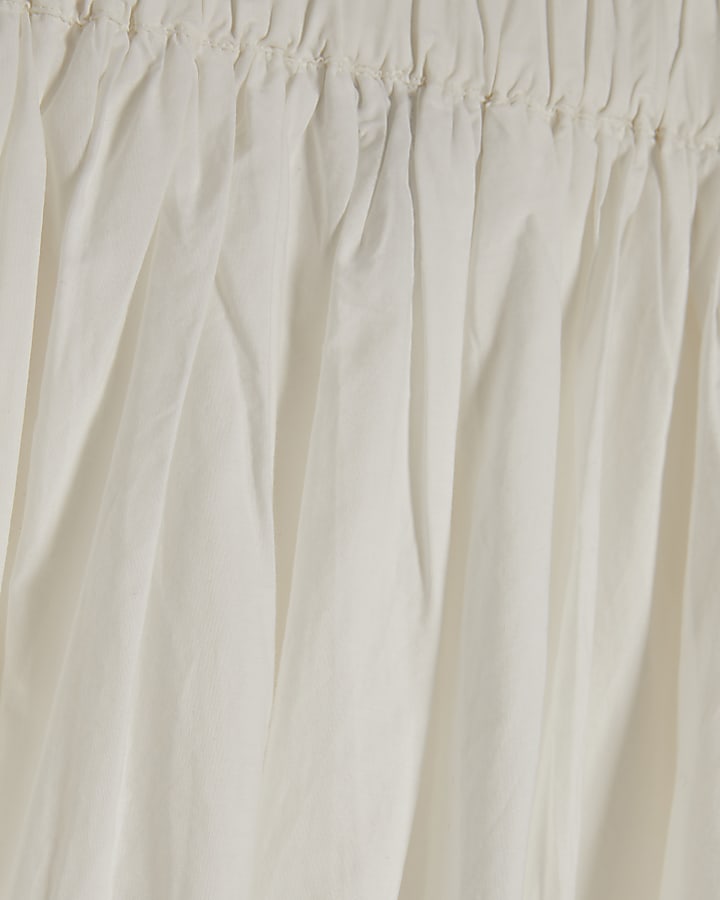 White Poplin Bubble Hem Skirt