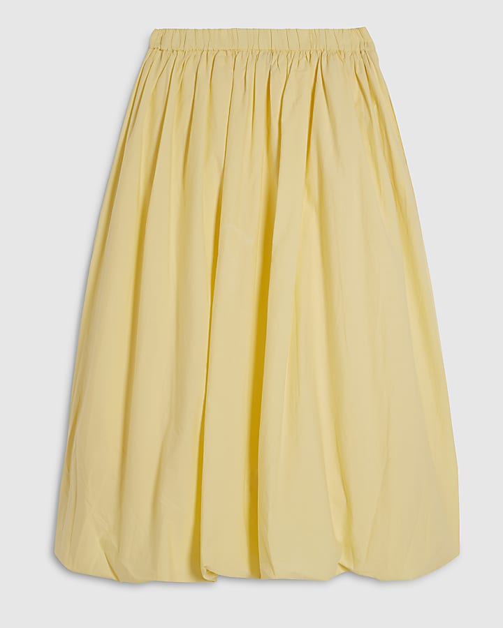 Yellow Poplin Bubble Hem Skirt