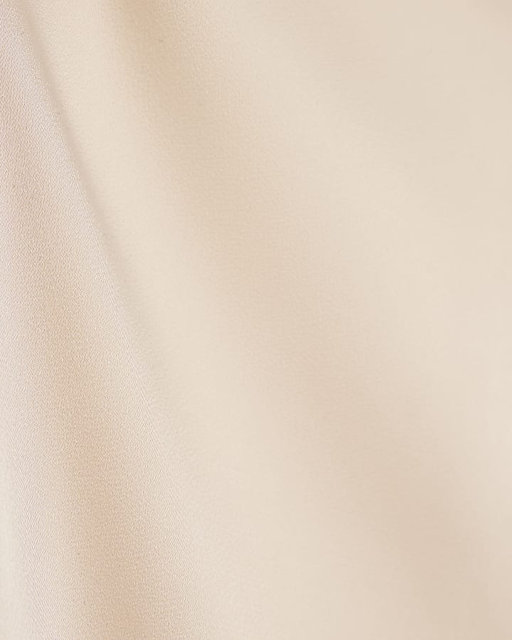 Cream Satin Short Sleeve Shirt