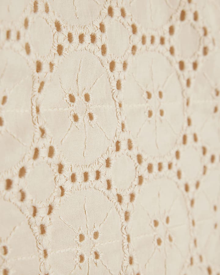 Beige Cotton Broderie Bandeau Top