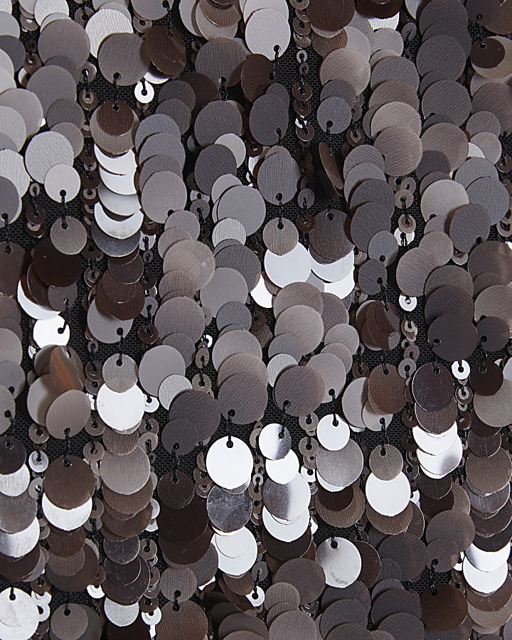 Brown Sequin Mini Skirt