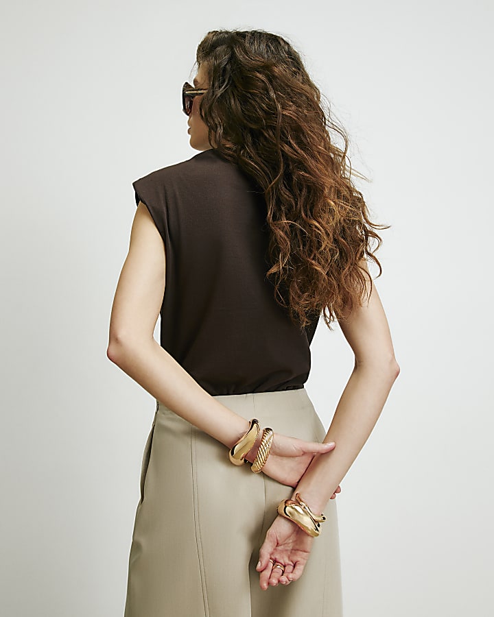 Brown RI Studio Shoulder Pad Bodysuit