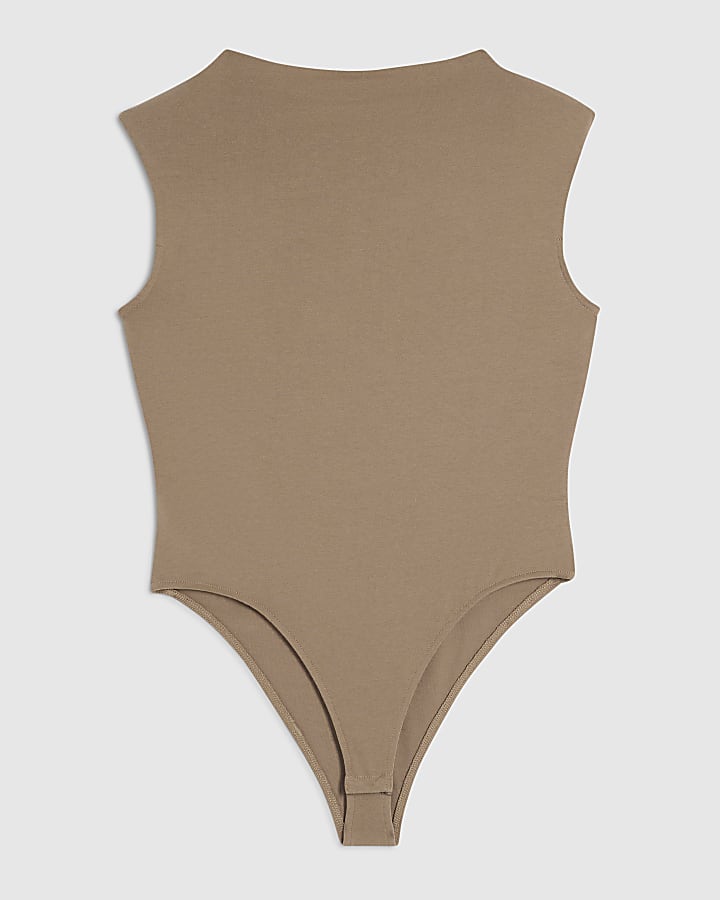 Beige RI Studio Shoulder Pad Bodysuit