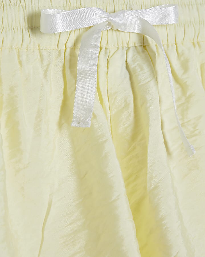 Yellow Lace Trim Shorts